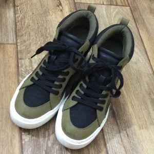 Mix No. 6 Olive/Black/Army Sequin Heel Sneaker Woman Size 8